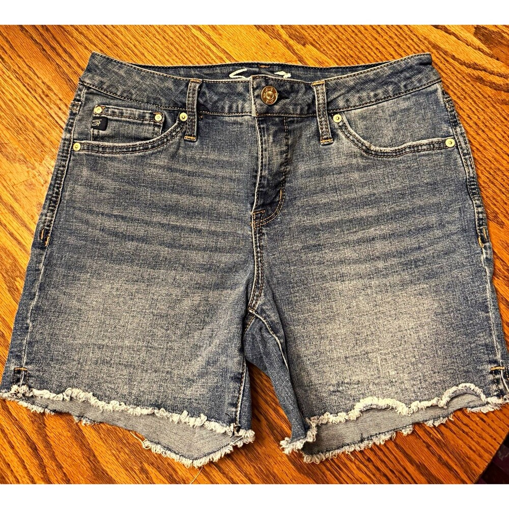 Seven7 Women's Blue Denim Cut Off Shorts Size 4 Mid Rise